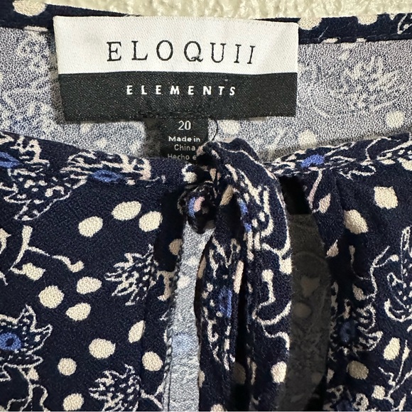 Eloquii Boho Balloon Sleeve Blue Floral Print Tunic Blouse - Picture 4 of 8